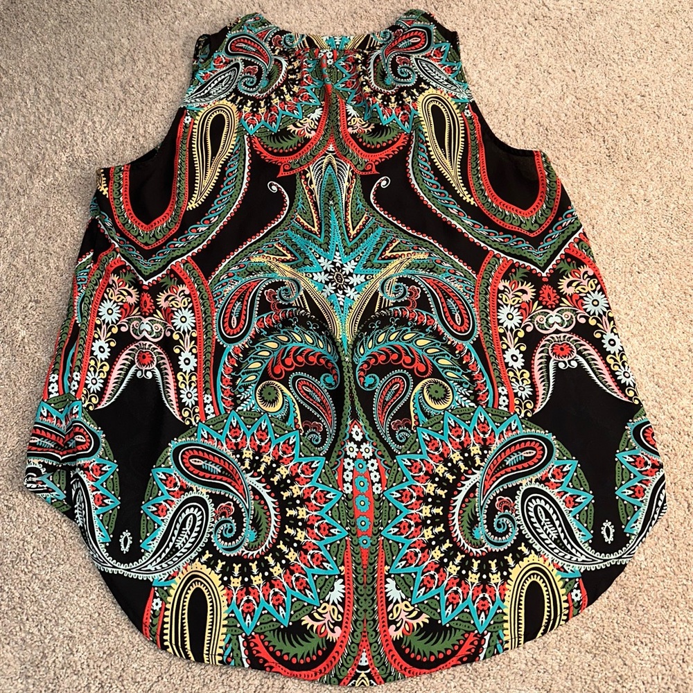 7th Avenue Paisley Sleeveless Top - Multicolor. Size L - Picture 6 of 10